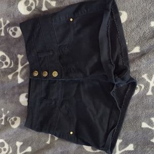 Black High Waisted Stretch Shorts Size 4 *Buttons Worn*